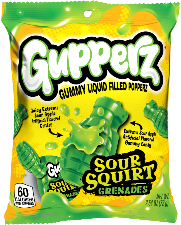 Gupperz Sour Squirt Grenade 2.54oz (Box Of 6 Bags)